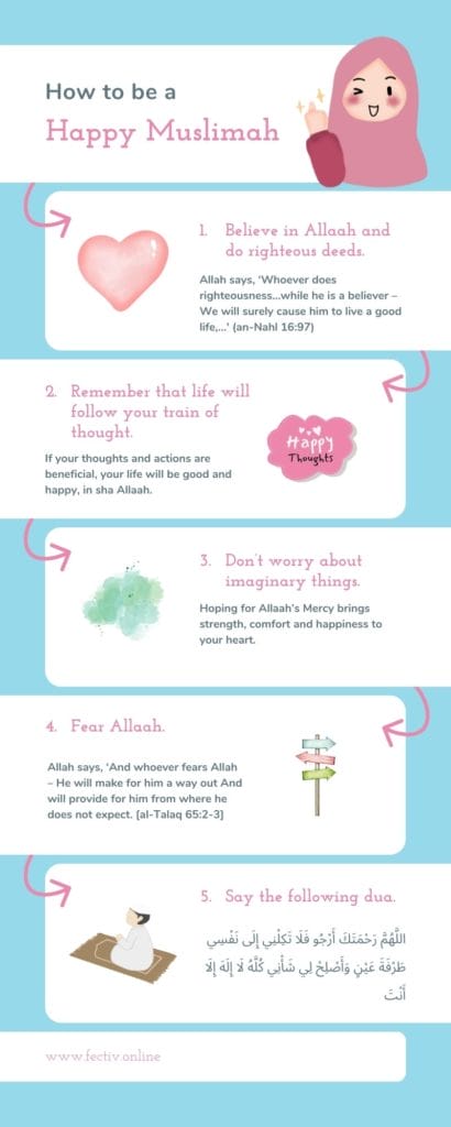 Infographic how to be a happy muslimah