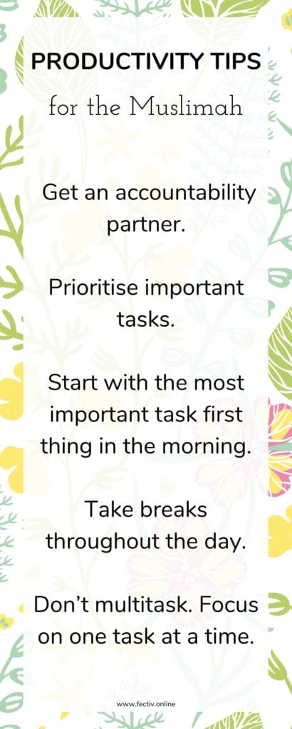 Infographic productivity tips for the muslimah