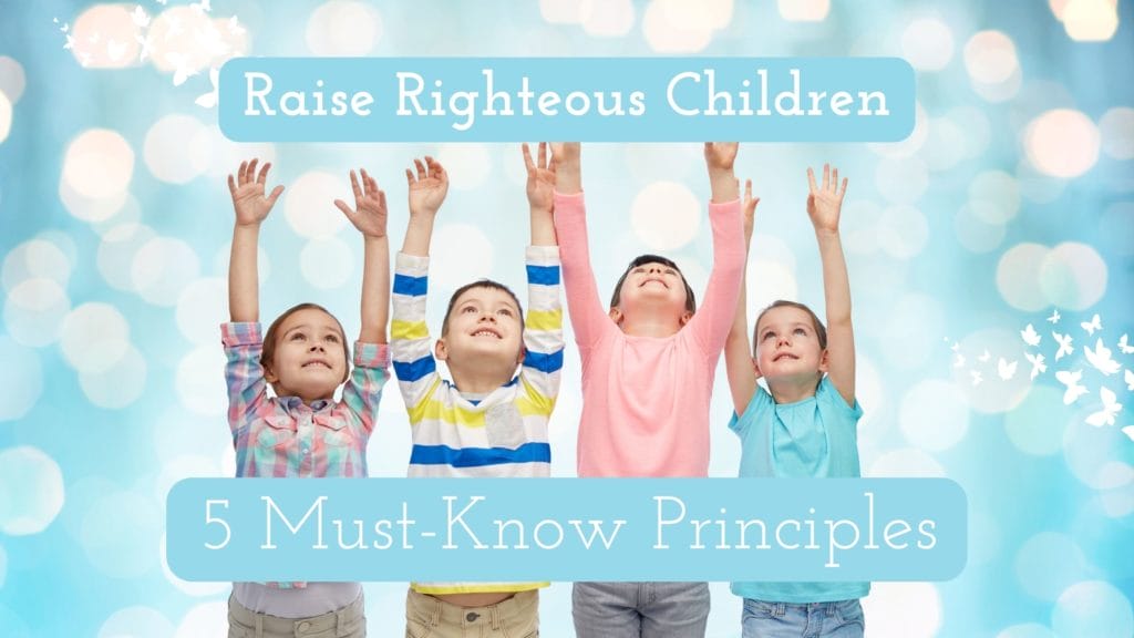 4 children with raised arms looking up and smiling