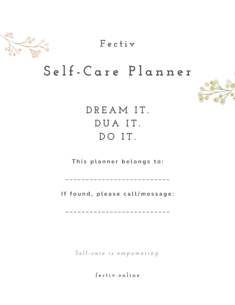 pretty first page of self-care planner