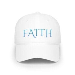 Muslim cap white with FAITH written on it in blue