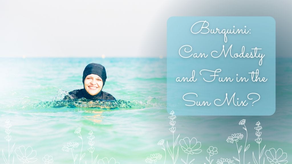 Burquini title with the image of a woman in a woman mostly hidden under water