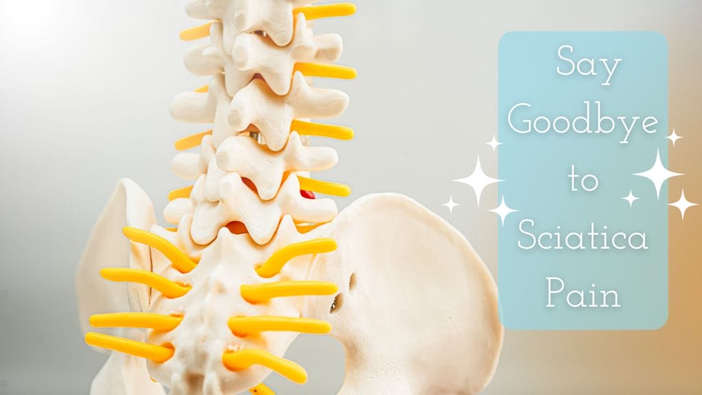 Sciatica title on an image of Lumbar spine displaced