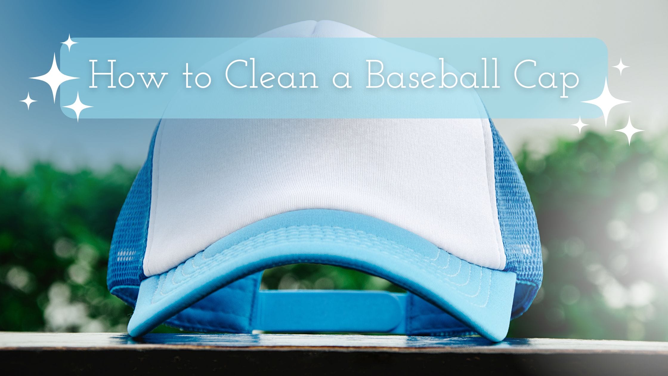 How to Clean a Baseball Cap Title next to a white and blue baseball cap