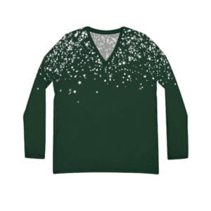 Women’s Long Sleeve V-Neck Green Shirt – Elegant Comfort