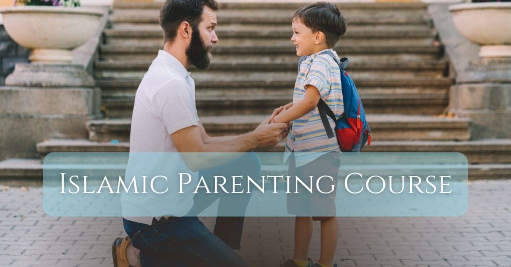 islamic parenting course title on an image of a father and son