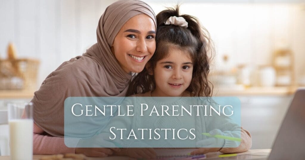 Gentle Parenting Statistics text overlay on an image with mother and daughter